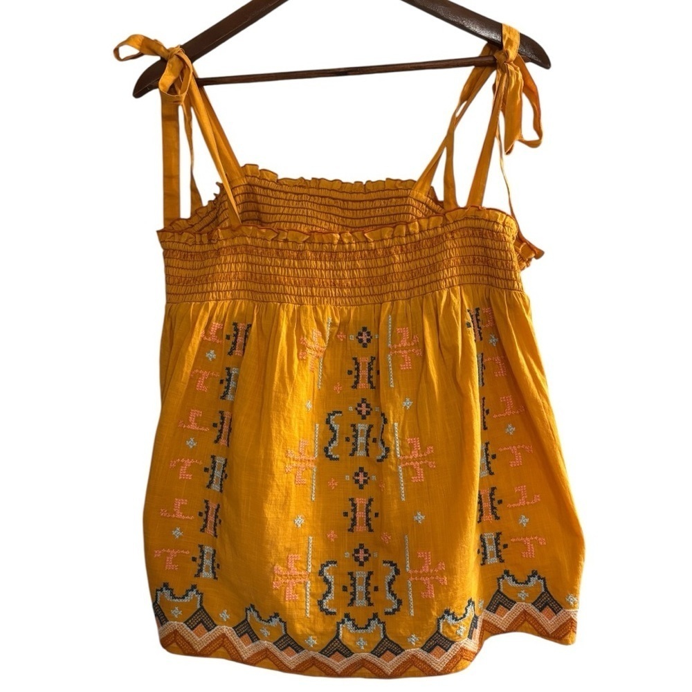 Anthropologie Embroidered Mustard Good Swing Tank Woman’s Size Large NWT - Picture 3 of 11